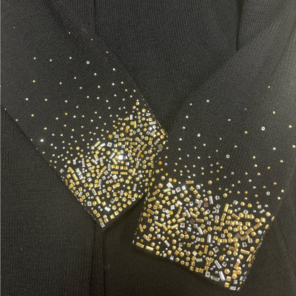 St. John Black Blazer with Metallic Gold Accents